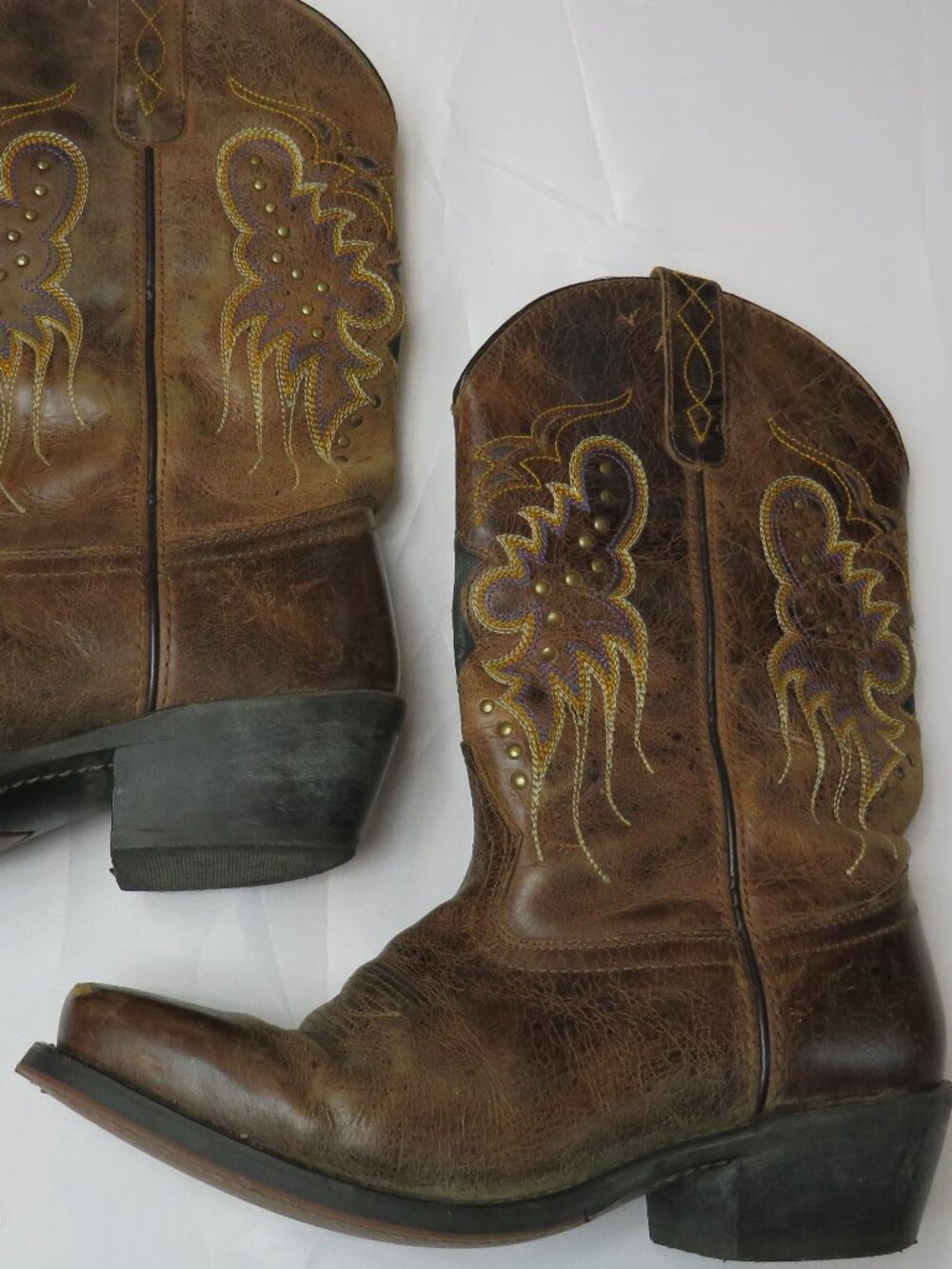 Vintage Women's Laredo Brown Leather Western Cowboy Boots Size 7.5 M